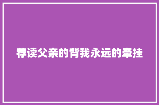 荐读父亲的背我永远的牵挂