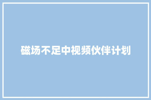 磁场不足中视频伙伴计划