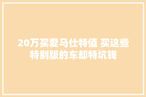 20万买爱马仕特值 买这些特别版的车却特坑钱