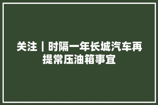 关注｜时隔一年长城汽车再提常压油箱事宜