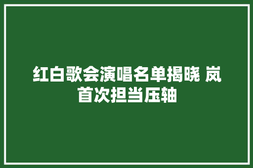 红白歌会演唱名单揭晓 岚首次担当压轴