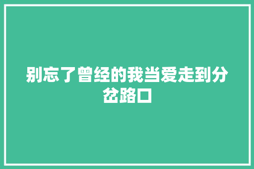别忘了曾经的我当爱走到分岔路口