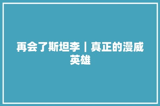 再会了斯坦李｜真正的漫威英雄