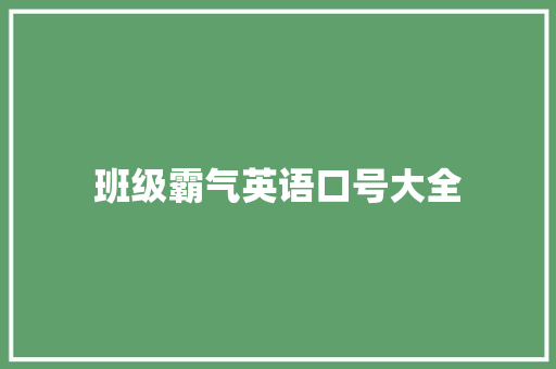 班级霸气英语口号大全