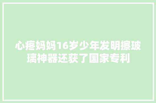 心疼妈妈16岁少年发明擦玻璃神器还获了国家专利