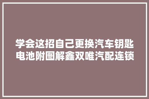学会这招自己更换汽车钥匙电池附图解鑫双唯汽配连锁
