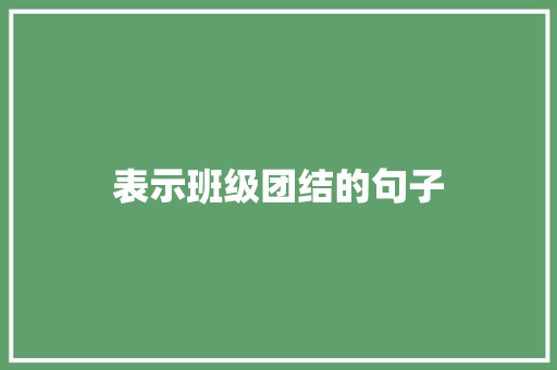 表示班级团结的句子