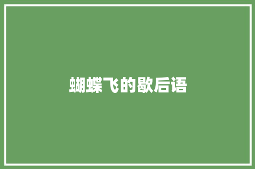 蝴蝶飞的歇后语