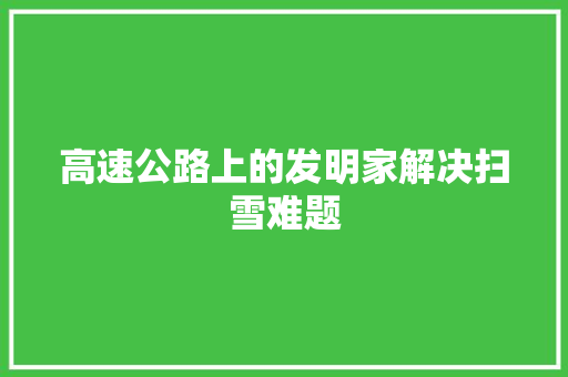 高速公路上的发明家解决扫雪难题