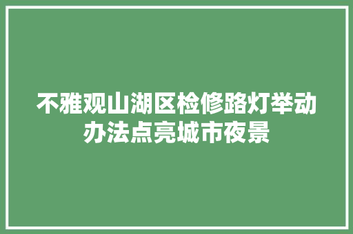 不雅观山湖区检修路灯举动办法点亮城市夜景