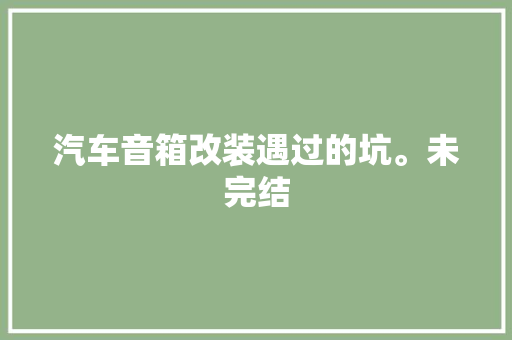 汽车音箱改装遇过的坑。未完结