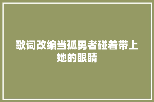 歌词改编当孤勇者碰着带上她的眼睛