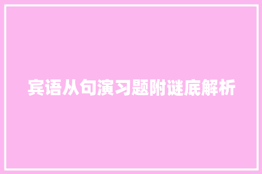 宾语从句演习题附谜底解析