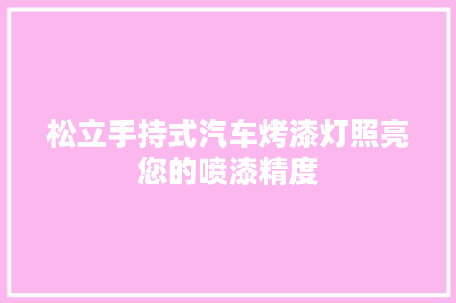 松立手持式汽车烤漆灯照亮您的喷漆精度 汽车知识