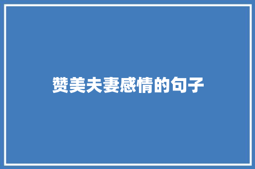 赞美夫妻感情的句子