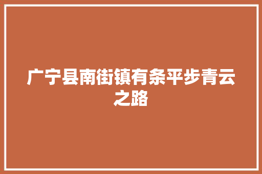 广宁县南街镇有条平步青云之路