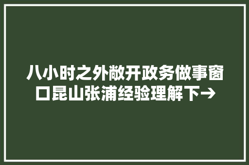 八小时之外敞开政务做事窗口昆山张浦经验理解下→
