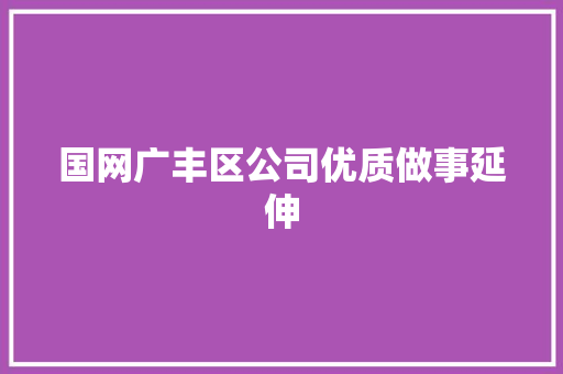 国网广丰区公司优质做事延伸