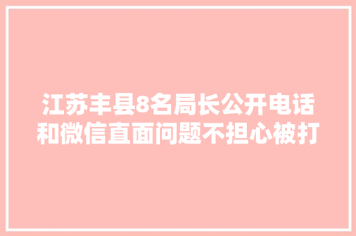 江苏丰县8名局长公开电话和微信直面问题不担心被打扰