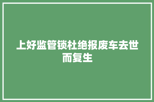 上好监管锁杜绝报废车去世而复生