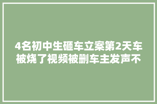4名初中生砸车立案第2天车被烧了视频被删车主发声不放过