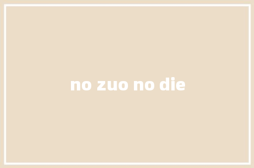 no zuo no die