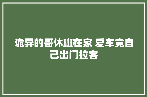 诡异的哥休班在家 爱车竟自己出门拉客