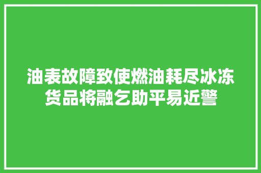 油表故障致使燃油耗尽冰冻货品将融乞助平易近警