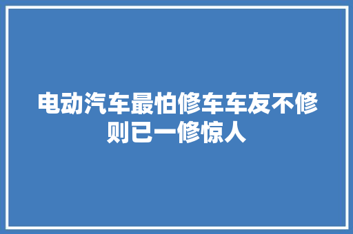 电动汽车最怕修车车友不修则已一修惊人