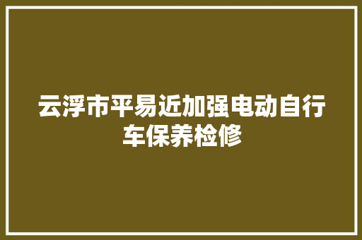云浮市平易近加强电动自行车保养检修