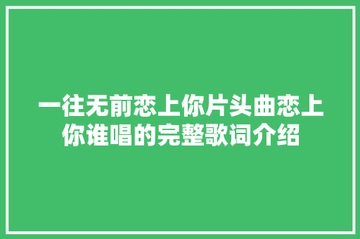 一往无前恋上你片头曲恋上你谁唱的完整歌词介绍