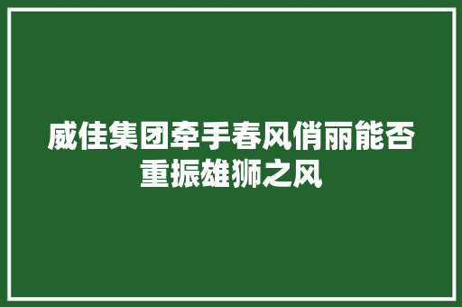 威佳集团牵手春风俏丽能否重振雄狮之风