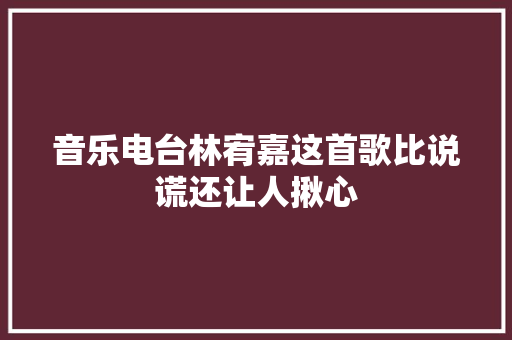 音乐电台林宥嘉这首歌比说谎还让人揪心