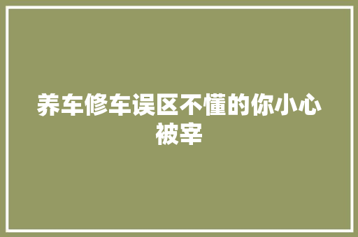 养车修车误区不懂的你小心被宰