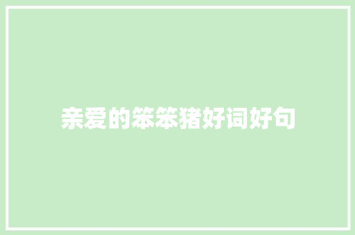 亲爱的笨笨猪好词好句