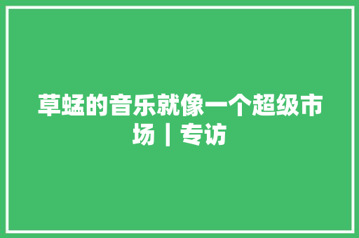 草蜢的音乐就像一个超级市场｜专访