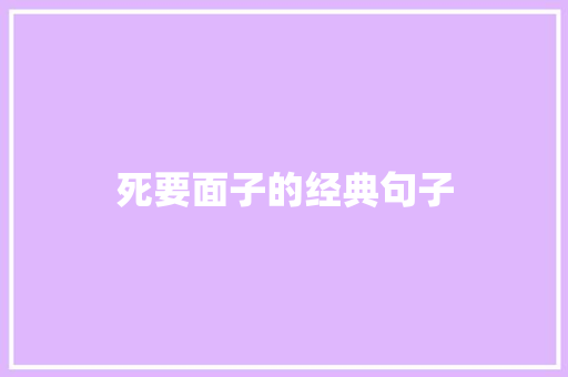死要面子的经典句子