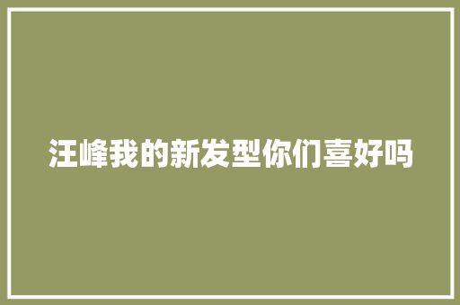 汪峰我的新发型你们喜好吗
