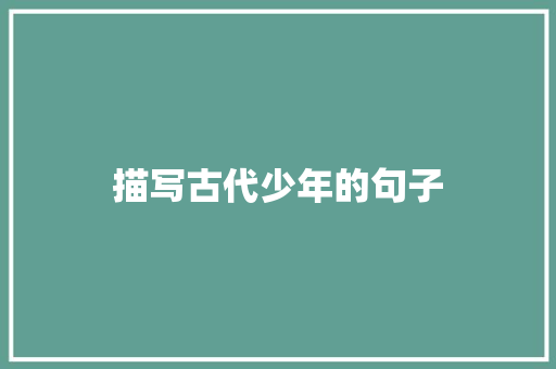 描写古代少年的句子