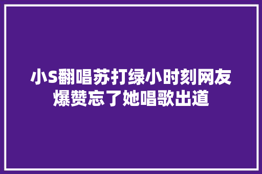 小S翻唱苏打绿小时刻网友爆赞忘了她唱歌出道