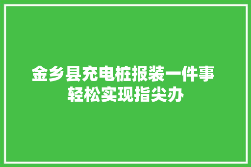 金乡县充电桩报装一件事 轻松实现指尖办