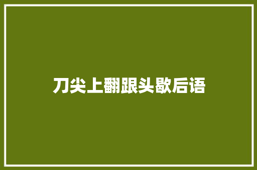 刀尖上翻跟头歇后语