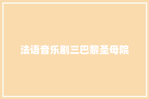 法语音乐剧三巴黎圣母院