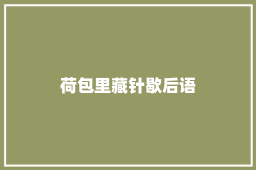 荷包里藏针歇后语