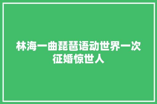 林海一曲琵琶语动世界一次征婚惊世人
