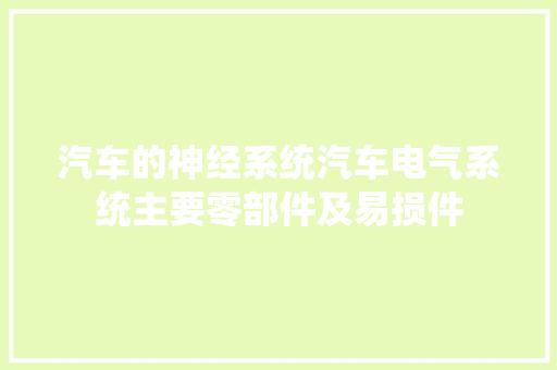 汽车的神经系统汽车电气系统主要零部件及易损件