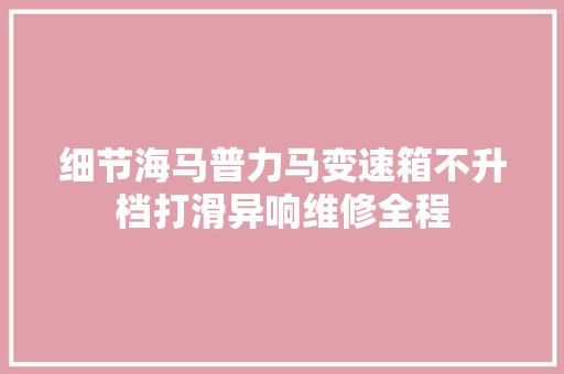 细节海马普力马变速箱不升档打滑异响维修全程
