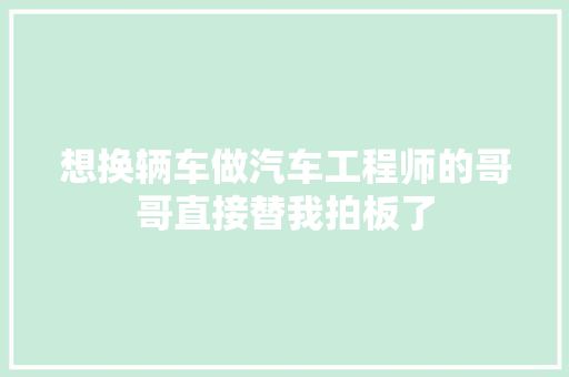 想换辆车做汽车工程师的哥哥直接替我拍板了