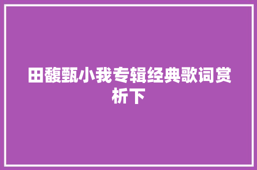 田馥甄小我专辑经典歌词赏析下