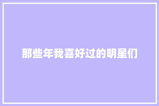 那些年我喜好过的明星们